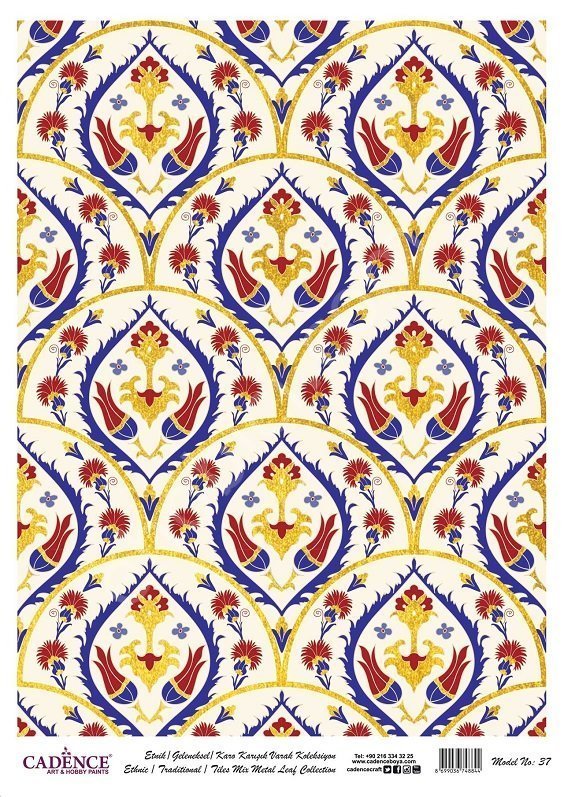 Cadence Desenli Altın Varak Pirinç Dekoapaj Kağıdı - Model 037