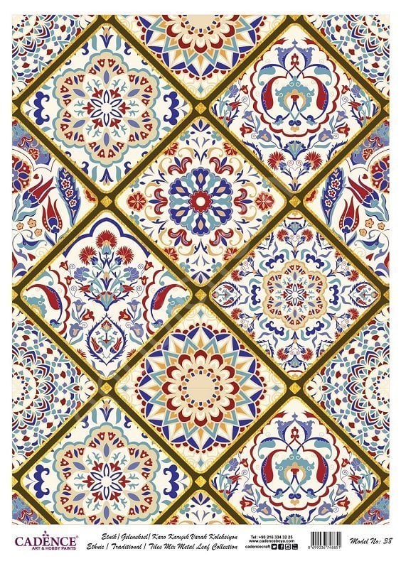 Cadence Desenli Altın Varak Pirinç Dekoapaj Kağıdı - Model 038