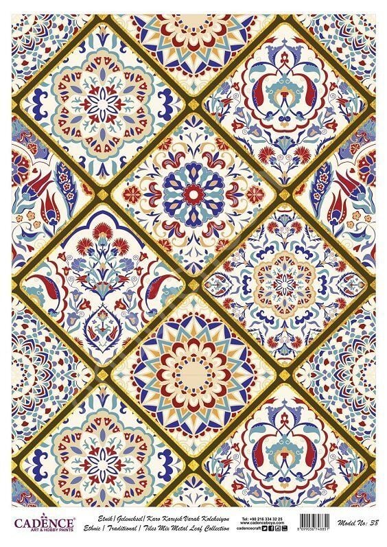 Cadence Desenli Altın Varak Pirinç Dekoapaj Kağıdı - Model 038