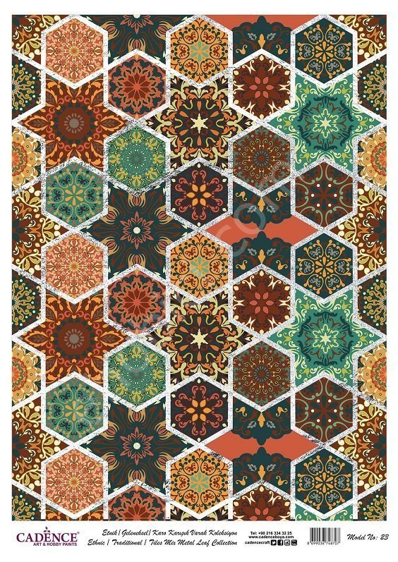 Cadence Desenli Gümüş Varak Pirinç Dekoapaj Kağıdı - Model 023