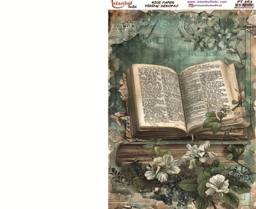 Pirinç Dekopaj Kağıdı 30x42cm PT-563 Kitap Çiçek