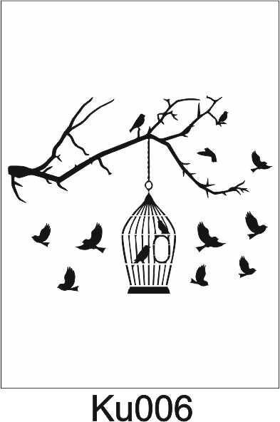Kuş Temalı Desenler Stencil Şablon (25x35) KU-006