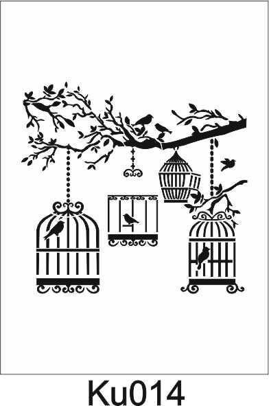 Kuş Temalı Desenler Stencil Şablon (30x30) KU-014