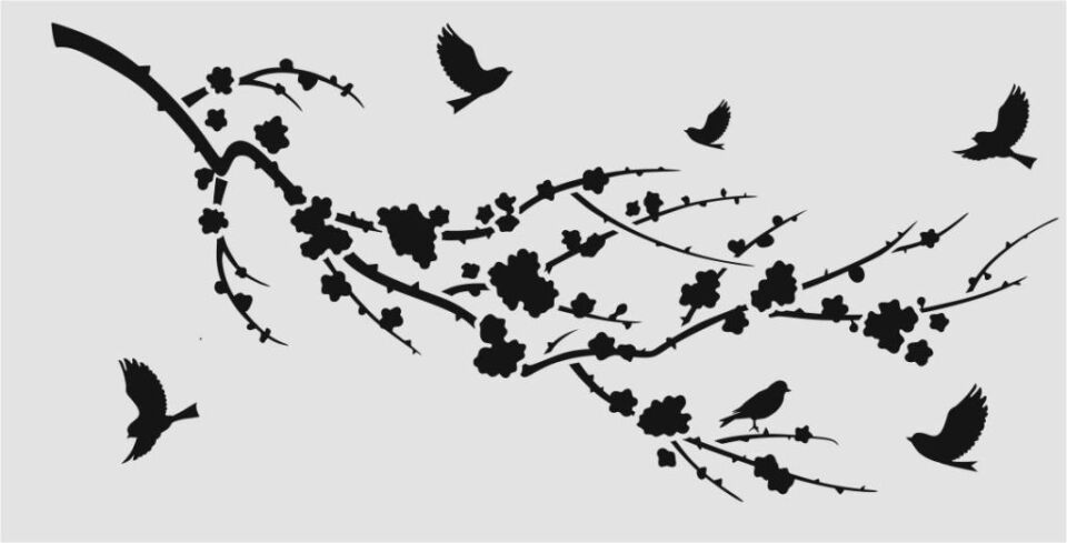 Kuş Temalı Desen Stencil Şablon (20x40) KU-036