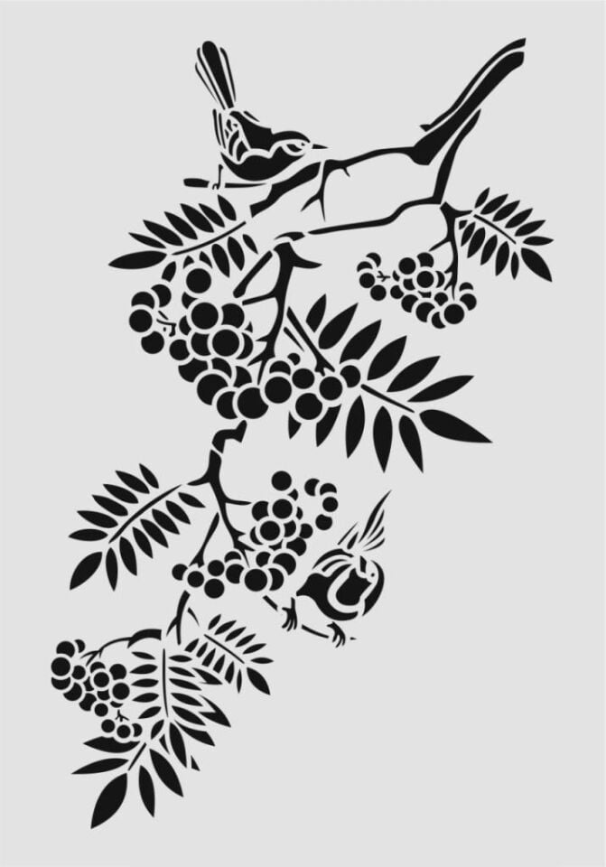 Kuş Temalı Desenler Stencil Şablon (25x35) KU-038