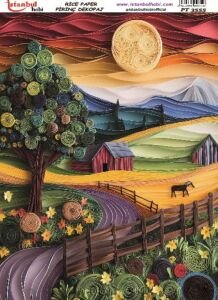 Pirinç Dekopaj Kağıdı 30x42cm PT-3555 Manzara