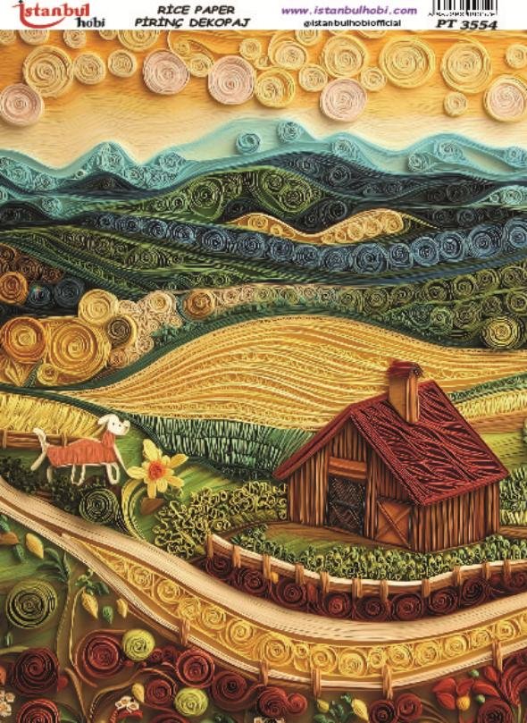 Pirinç Dekopaj Kağıdı 30x42cm PT-3554 Manzara