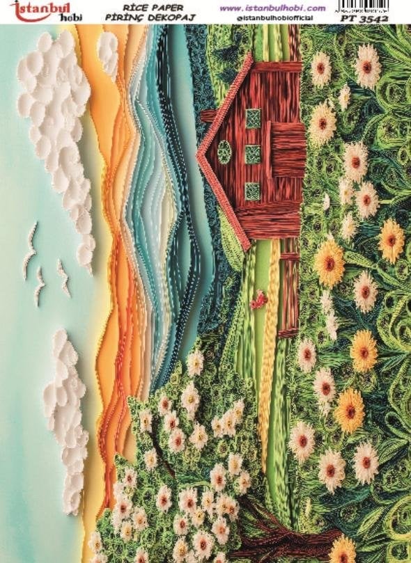 Pirinç Dekopaj Kağıdı 30x42cm PT-3542 Manzara