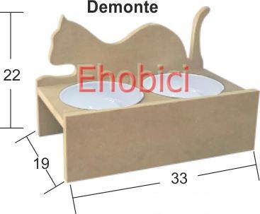 Ahşap Kedi Mama Kabı KM-04 Demonte