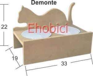 Ahşap Kedi Mama Kabı KM-04 Demonte