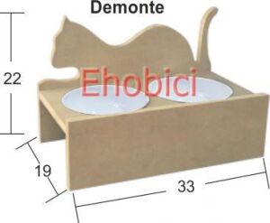 Ahşap Kedi Mama Kabı KM-04 Demonte