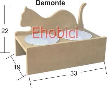 Ahşap Kedi Mama Kabı KM-04 Demonte