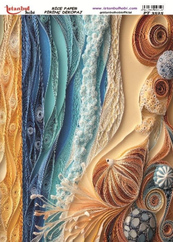 Pirinç Dekopaj Kağıdı 30x42cm PT-3525 Deniz