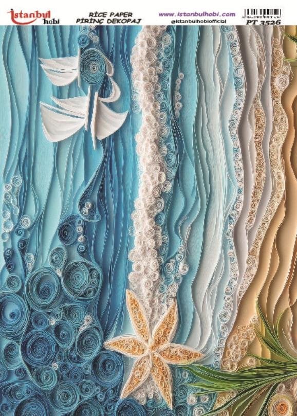 Pirinç Dekopaj Kağıdı 30x42cm PT-3526 Deniz