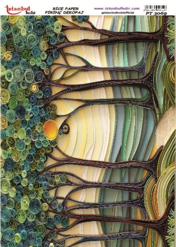 Pirinç Dekopaj Kağıdı 30x42cm PT-3069 Ağaç