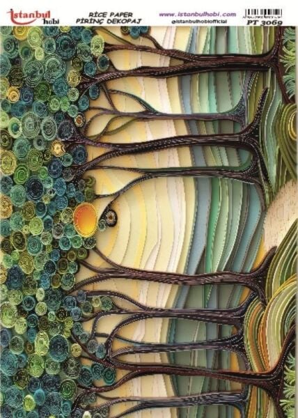 Pirinç Dekopaj Kağıdı 30x42cm PT-3069 Ağaç