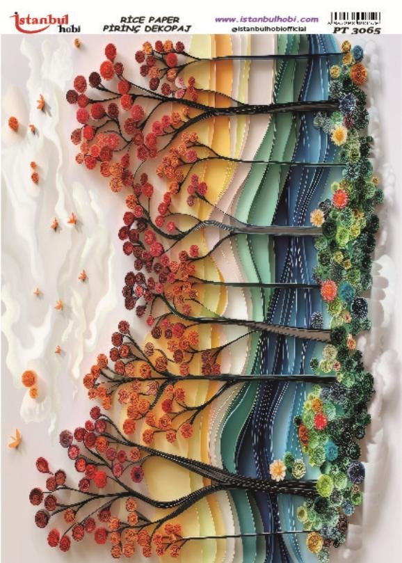 Pirinç Dekopaj Kağıdı 30x42cm PT-3065 Ağaç