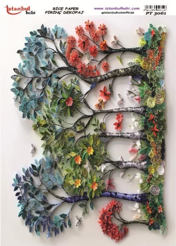Pirinç Dekopaj Kağıdı 30x42cm PT-3061 Ağaç