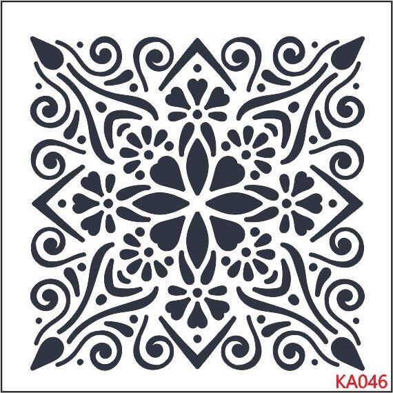 Kare ve Fayans Desenler Stencil Şablon (25x25) KA-046
