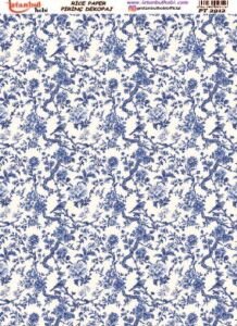 Pirinç Dekopaj Kağıdı 30x42cm PT-2912 Mavi Çiçek