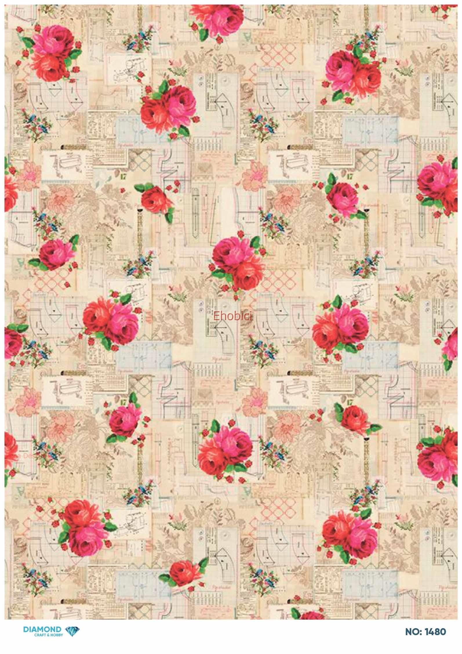 Diamond Pirinç Dekopaj Kağıdı - 1480