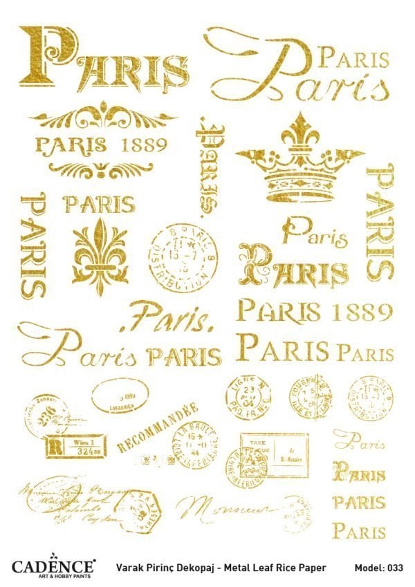 Cadence Altın Varak Pirinç Dekoapaj Kağıdı - Model 33