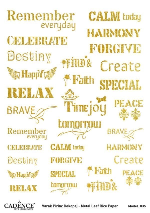 Cadence Altın Varak Pirinç Dekoapaj Kağıdı - Model 35