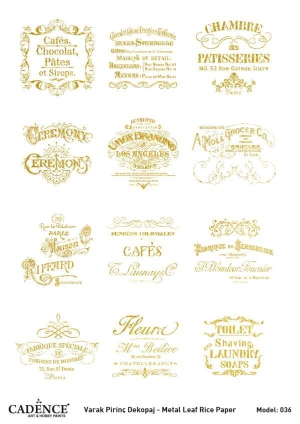 Cadence Altın Varak Pirinç Dekoapaj Kağıdı - Model 36