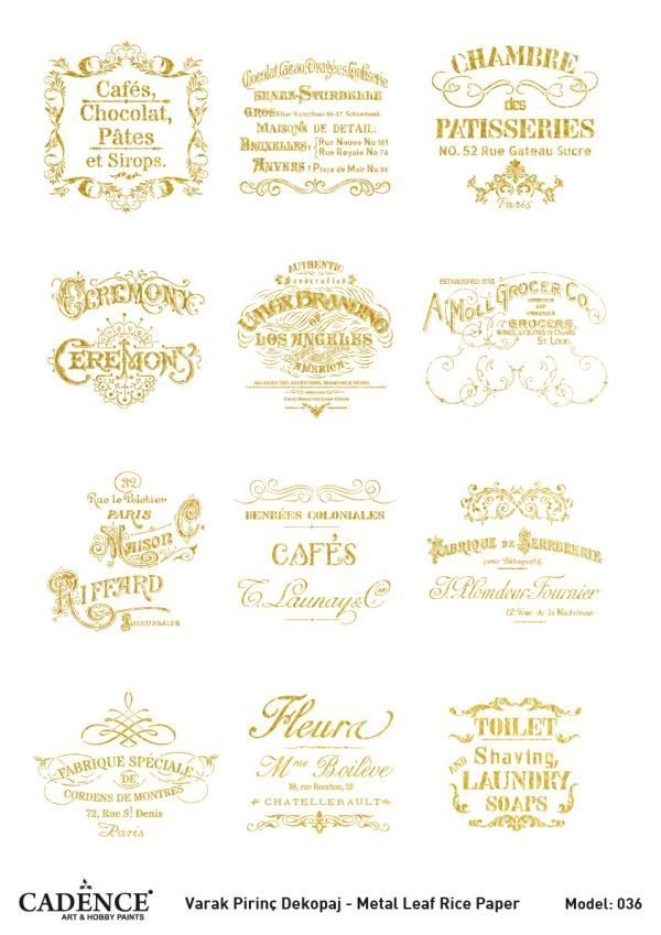 Cadence Altın Varak Pirinç Dekoapaj Kağıdı - Model 36