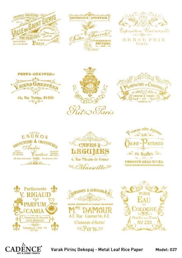 Cadence Altın Varak Pirinç Dekoapaj Kağıdı - Model 37