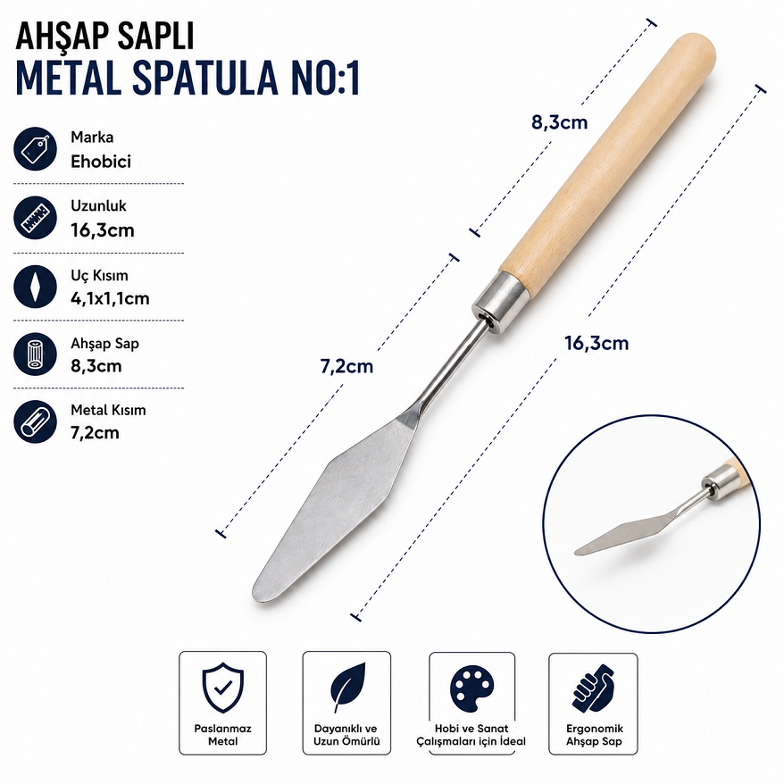 Ahşap Saplı Metal Spatula No:1