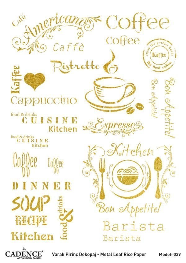 Cadence Altın Varak Pirinç Dekoapaj Kağıdı - Model 39