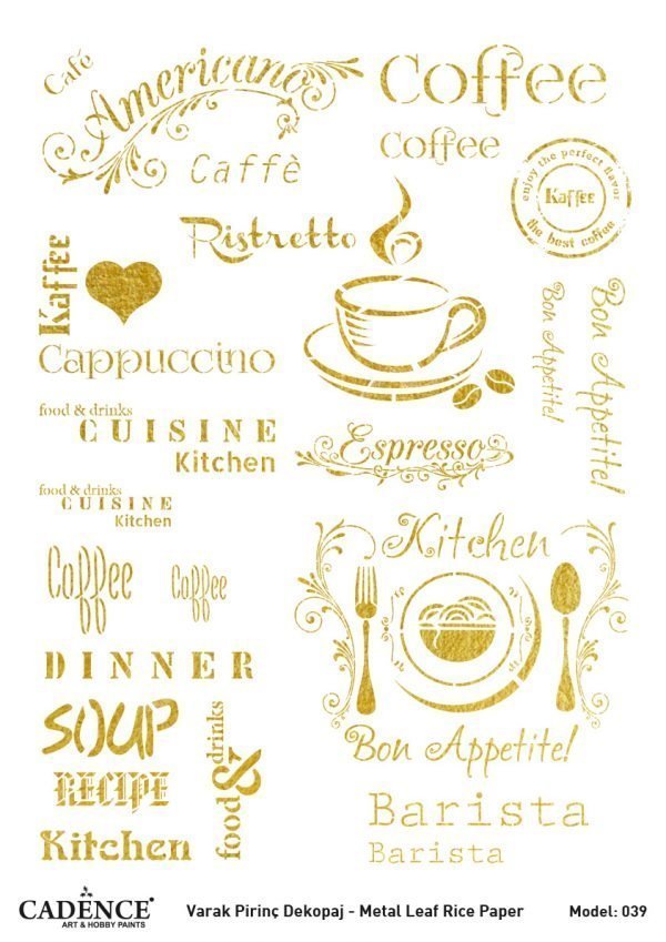 Cadence Altın Varak Pirinç Dekoapaj Kağıdı - Model 39