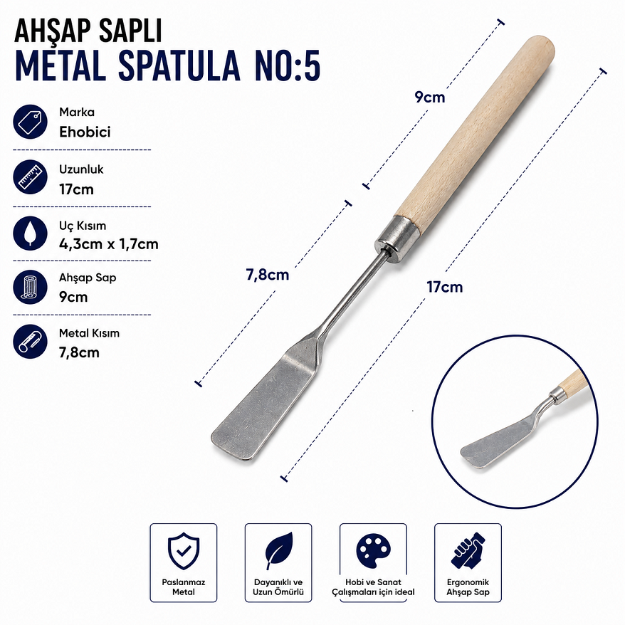 Ahşap Saplı Metal Spatula No:5