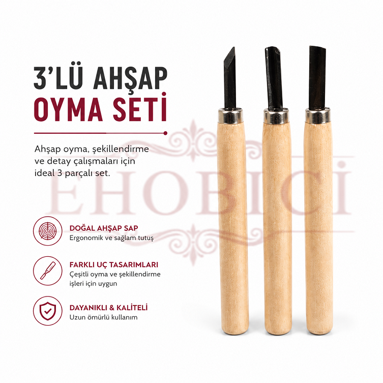 Ahşap Oyma Bıçağı 3 lü Set