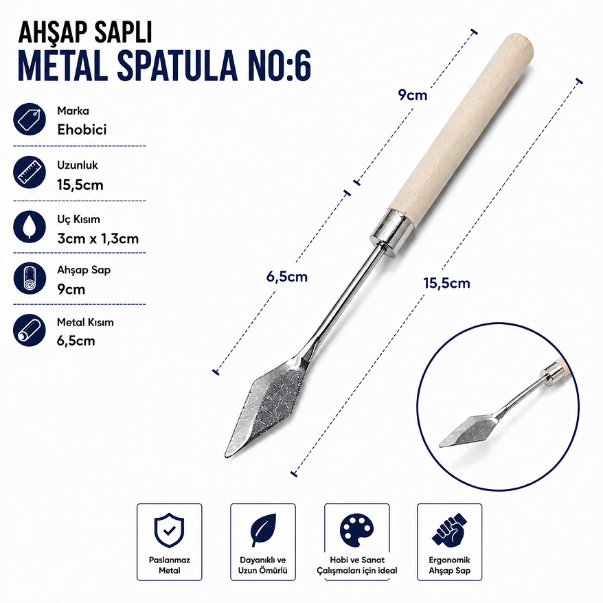 Ahşap Saplı Metal Spatula No:6