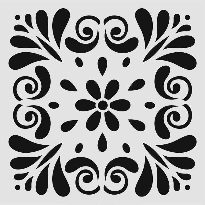 Kare ve Fayans Desenler Stencil Şablon (33x33) KA-060