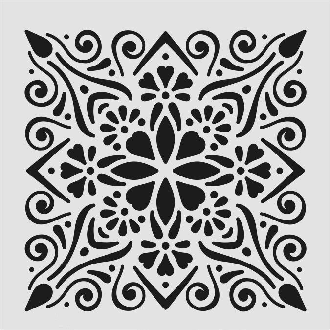 Kare ve Fayans Desenler Stencil Şablon (33x33) KA-046