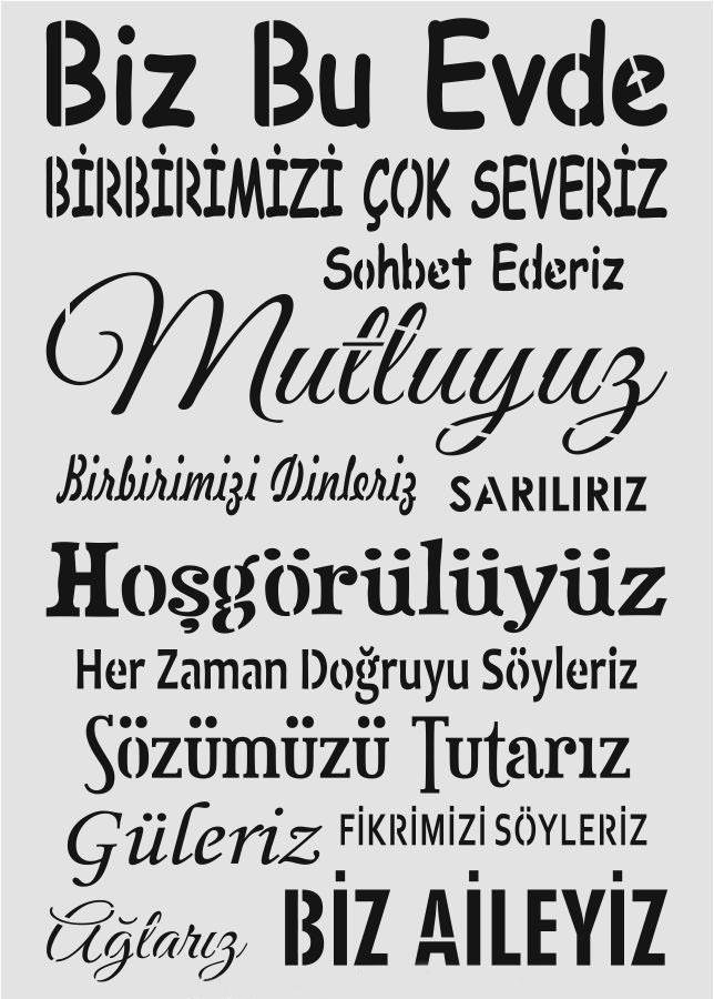 Yazı Desenler Stencil Şablon (35x50) YZ-296