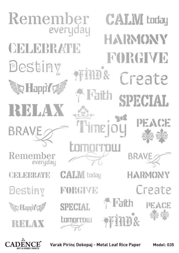 Cadence Gümüş Varak Pirinç Dekoapaj Kağıdı - Model 35