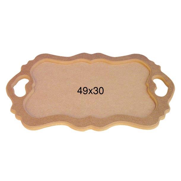 Ahşap Kalp Tutacaklı Tepsi 49x30cm T701