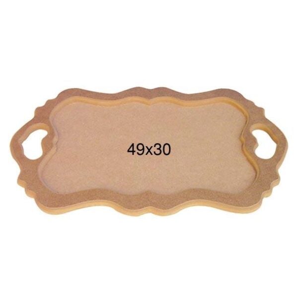 Ahşap Kalp Tutacaklı Tepsi 49x30cm T701