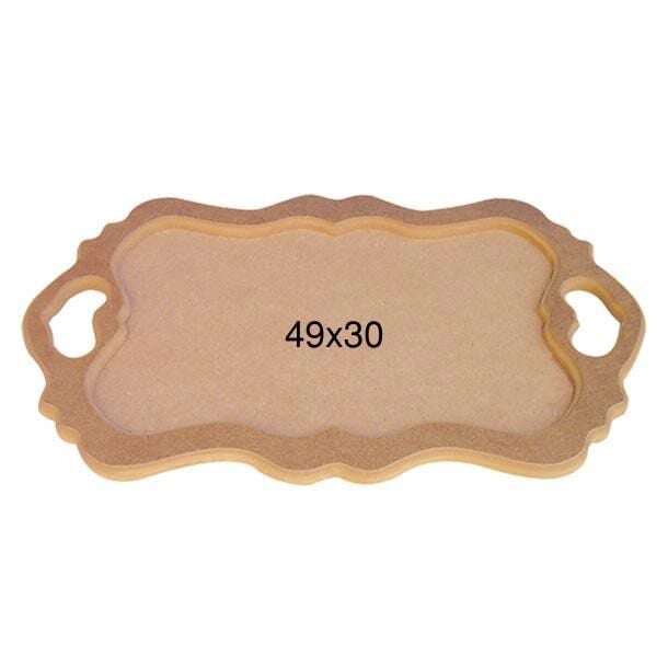 Ahşap Kalp Tutacaklı Tepsi 49x30cm T701