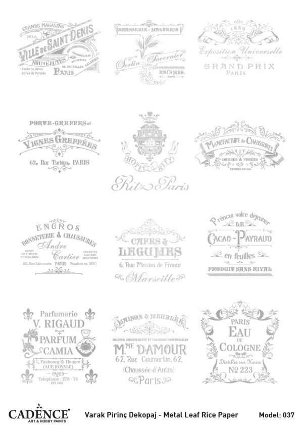 Cadence Gümüş Varak Pirinç Dekoapaj Kağıdı - Model 37