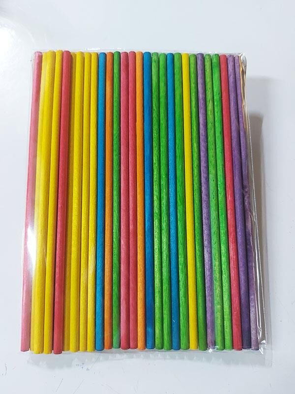 Ahşap Renkli Yuvarlak Çubuklar 15cm 30 lu