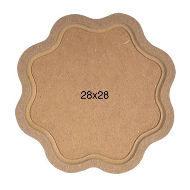 Ahşap Papatya Tepsi 28x28cm T723