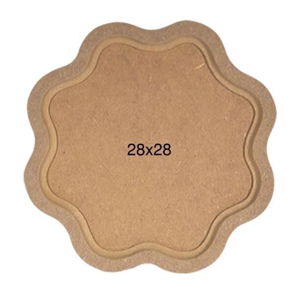 Ahşap Papatya Tepsi 28x28cm T723