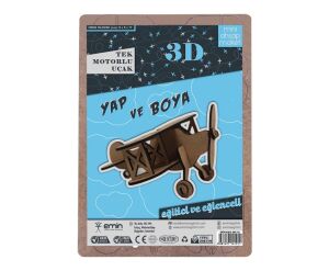 Boyanabilir 3D Ahşap Uçak - Demonte
