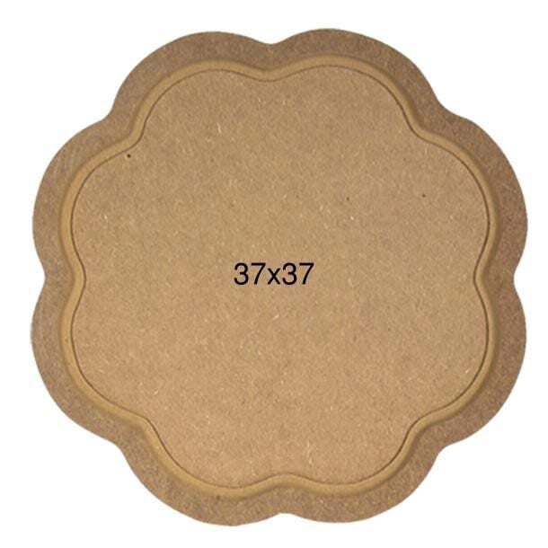 Ahşap Papatya Tepsi 37x37cm T722