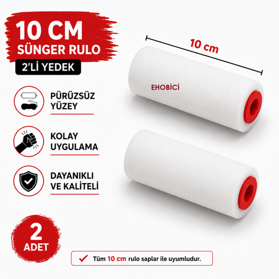 Sünger Rulo Yedeği 10CM Yedek Sünger 2 li Takım